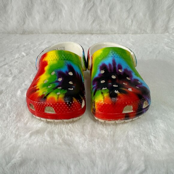 Rainbow Crocs Classic Clogs Sz C5 Colorful Tie-Dye Little Kids' (Ages 1-5) - Picture 2 of 8